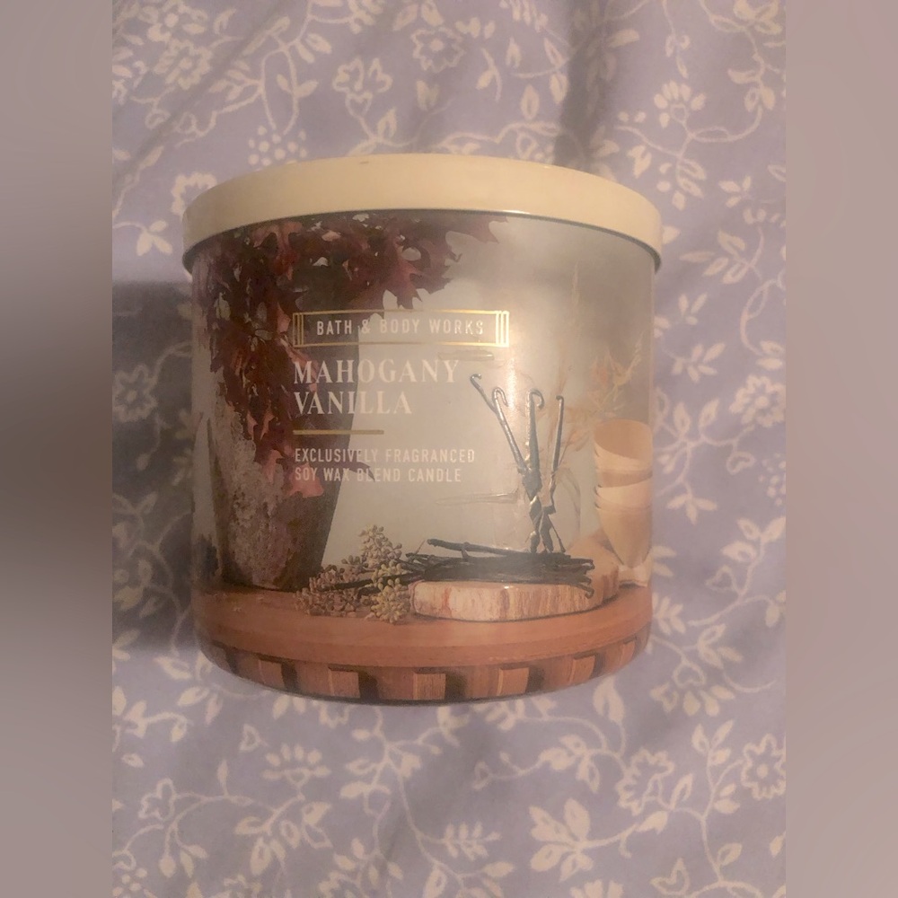 BBW mahogany vanilla 3 wick candle